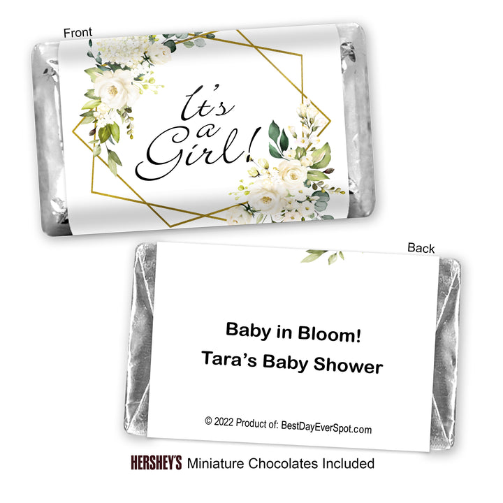 Geometric Floral Themed Baby Shower, Hershey Miniatures, Baby Shower Favors