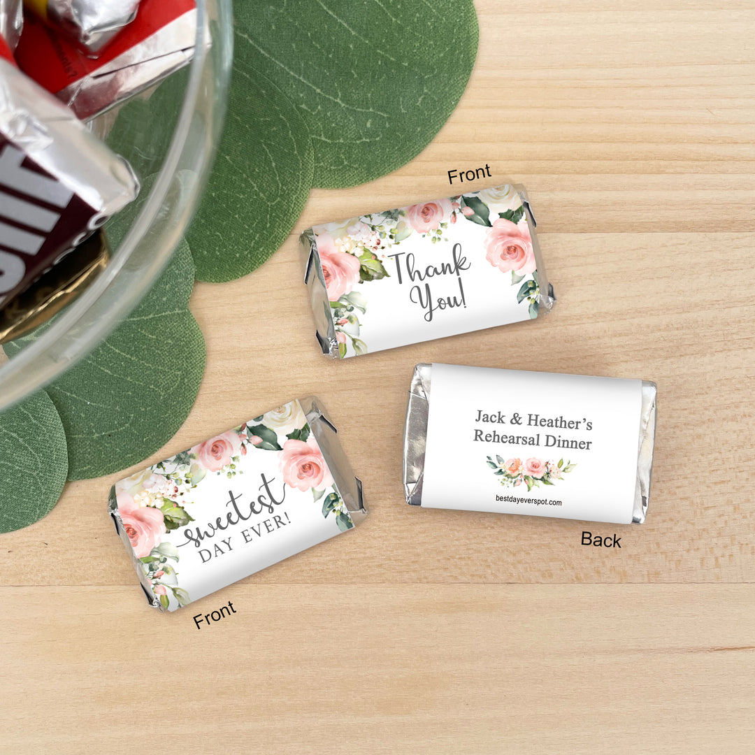 Wedding Favors, Hershey Miniatures, Bridal Shower Favors, Pink and White Floral