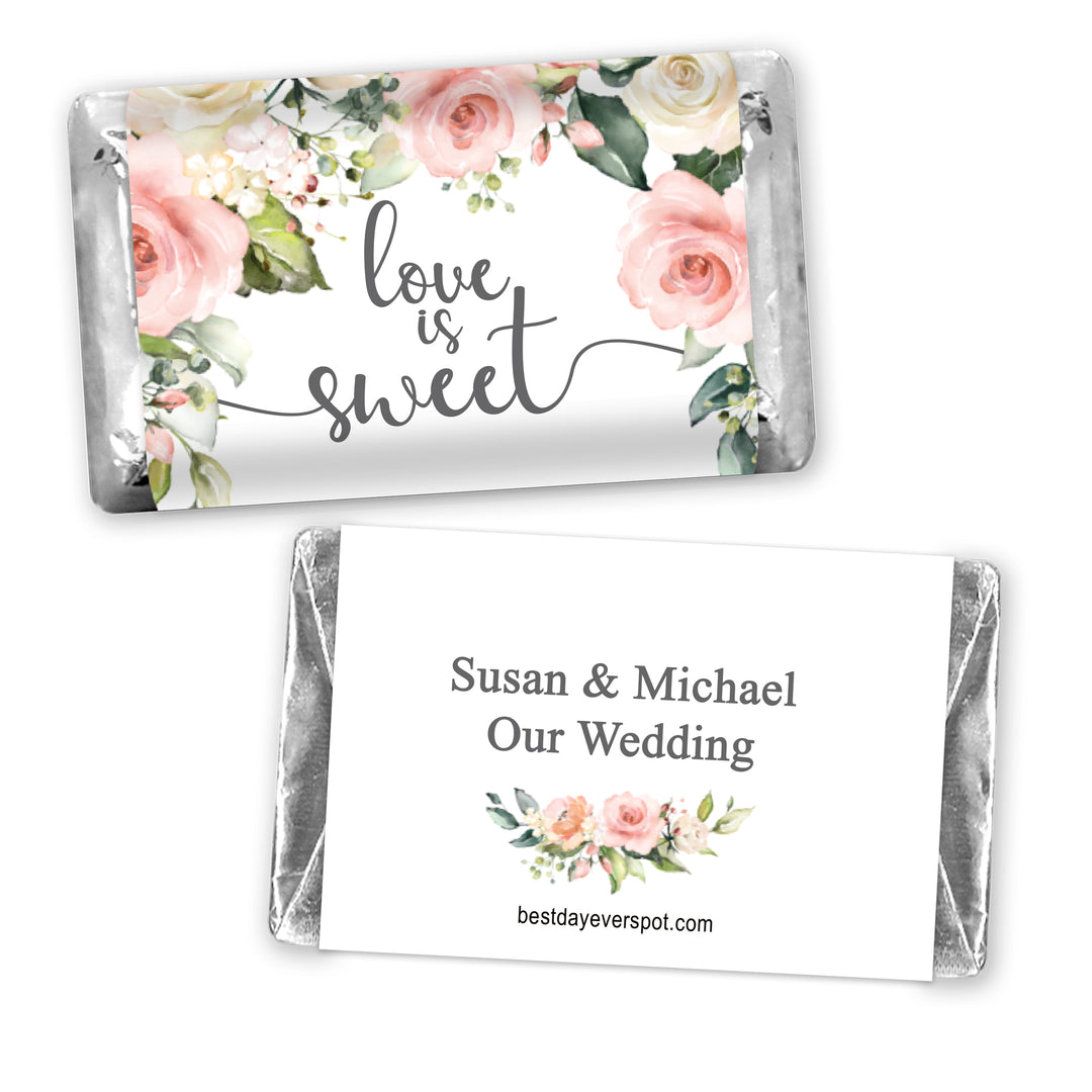 Wedding Favors, Hershey Miniatures, Bridal Shower Favors, Pink and White Floral