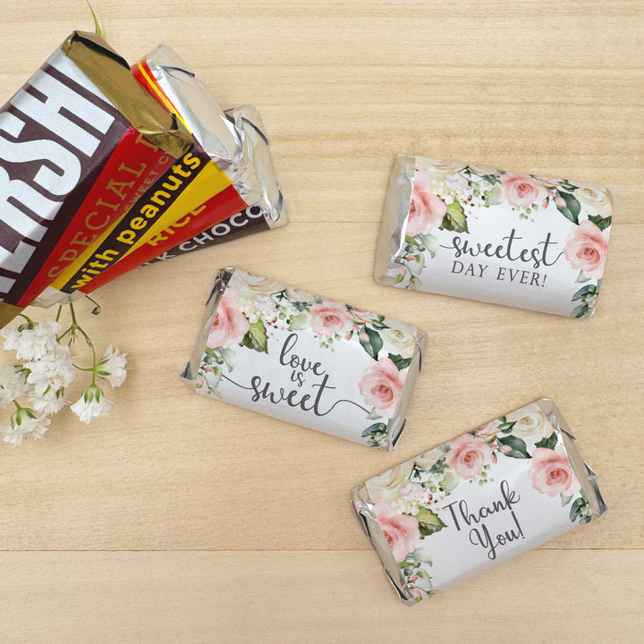Wedding Favors, Hershey Miniatures, Bridal Shower Favors, Pink and White Floral