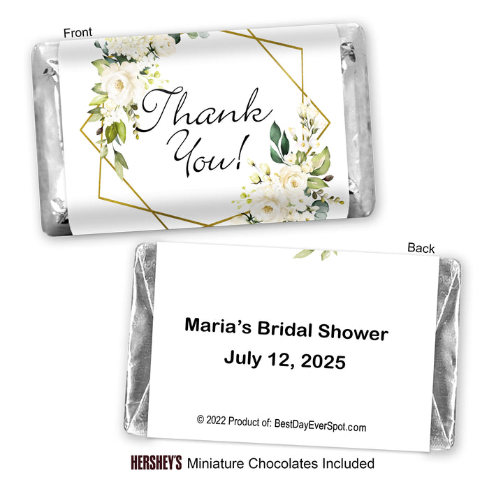 Wedding Favors, Hershey Miniatures, Bridal Shower Favors, White Geometric Floral