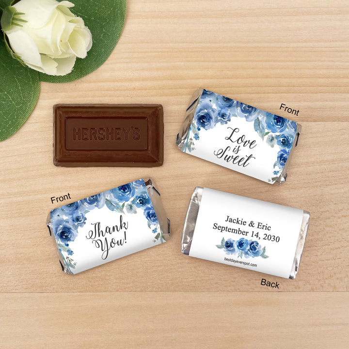 Wedding Favors, Hershey Miniatures, Bridal Shower Favors, Blue Floral
