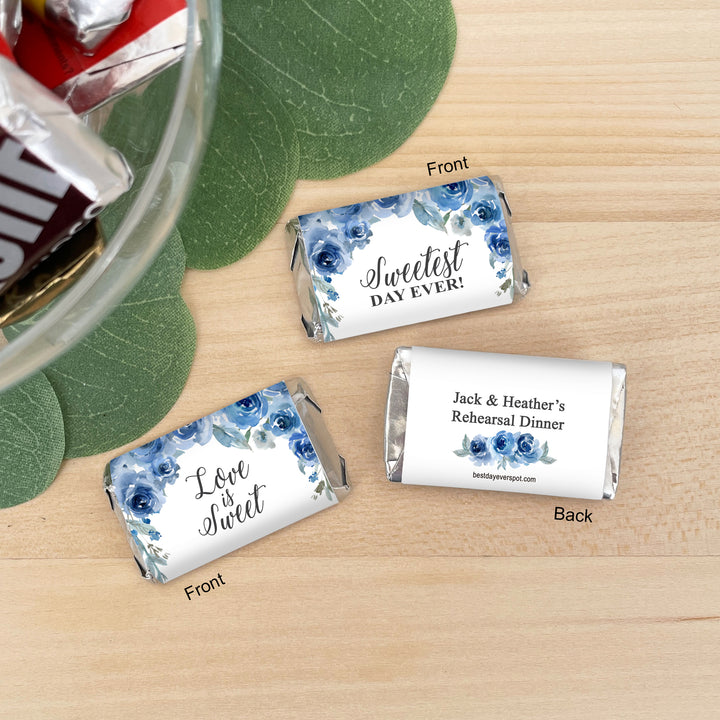 Wedding Favors, Hershey Miniatures, Bridal Shower Favors, Blue Floral