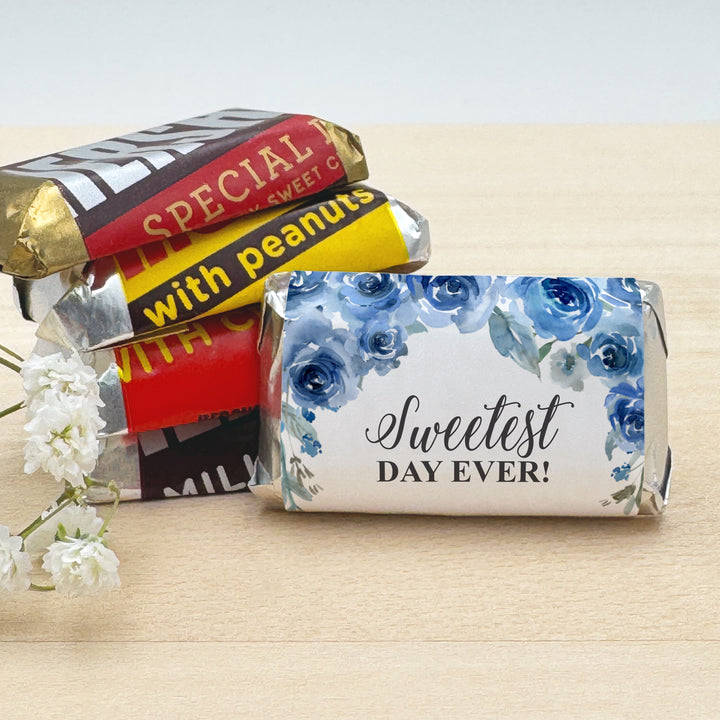 Wedding Favors, Hershey Miniatures, Bridal Shower Favors, Blue Floral