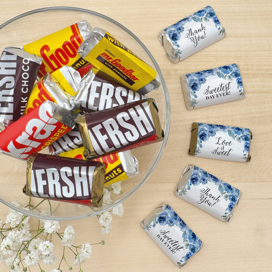 Wedding Favors, Hershey Miniatures, Bridal Shower Favors, Blue Floral