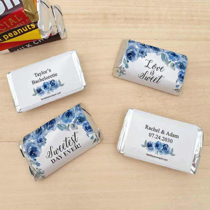 Wedding Favors, Hershey Miniatures, Bridal Shower Favors, Blue Floral