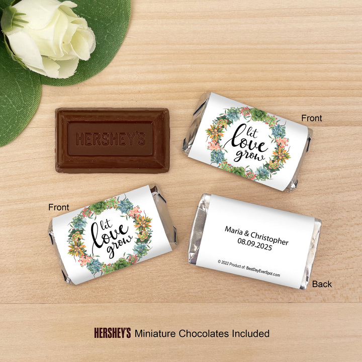 Wedding Favors, Hershey Miniatures, Bridal Shower Favors, Succulent Themed Favors