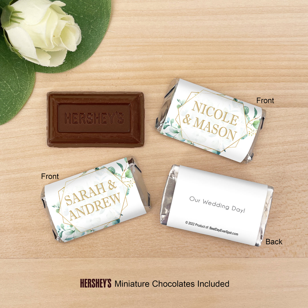 Wedding Favors, Hershey Miniatures, Bridal Shower Favors, Eucalyptus Favor