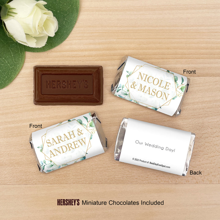 Wedding Favors, Hershey Miniatures, Bridal Shower Favors, Eucalyptus Favor