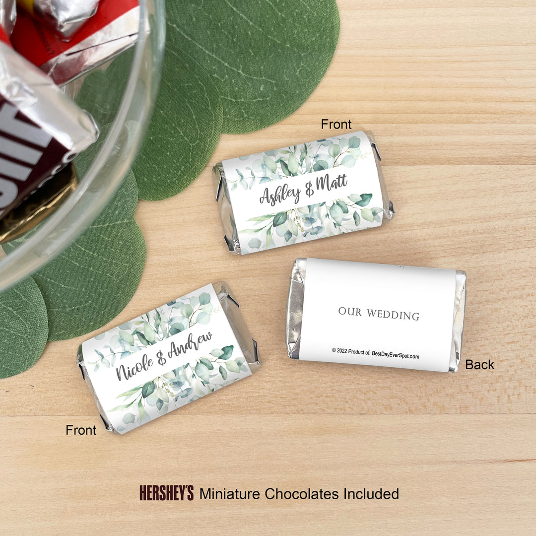 Wedding Favors, Hershey Miniatures, Bridal Shower Favors, Greenery Weddings