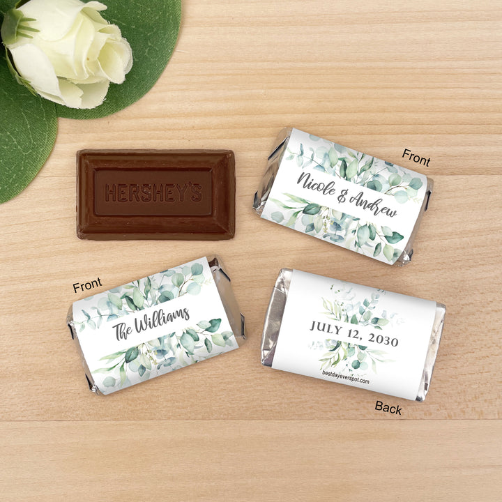 Wedding Favors, Hershey Miniatures, Bridal Shower Favors, Greenery Weddings