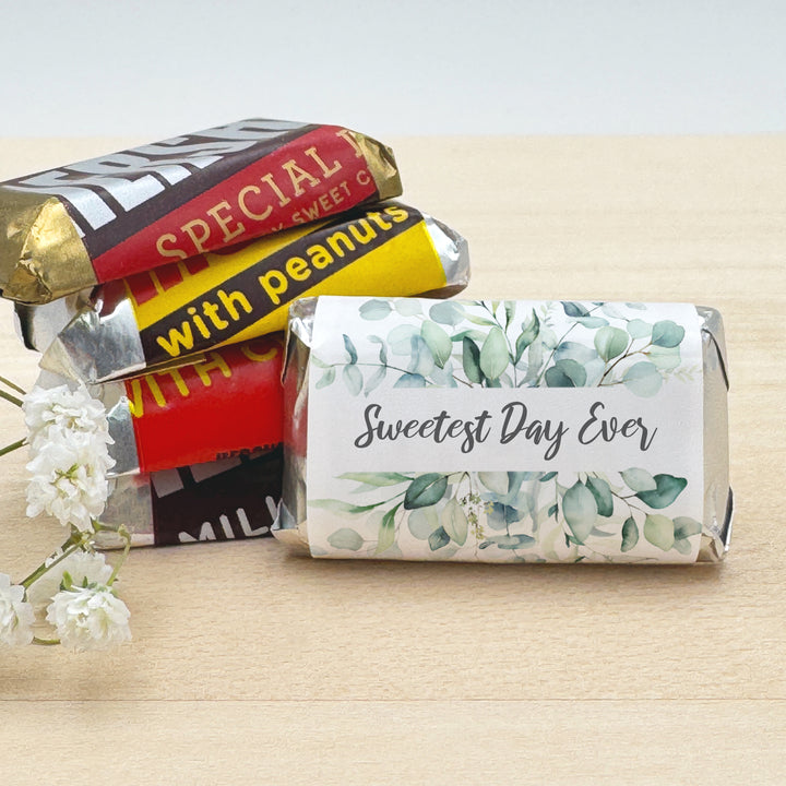Wedding Favors, Hershey Miniatures, Bridal Shower Favors, Greenery Weddings