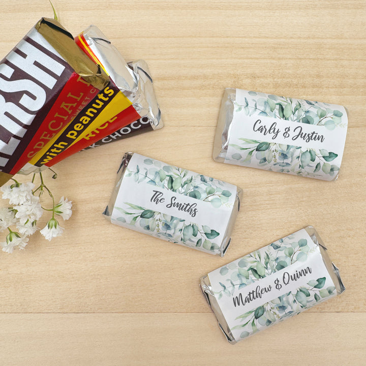 Wedding Favors, Hershey Miniatures, Bridal Shower Favors, Greenery Weddings