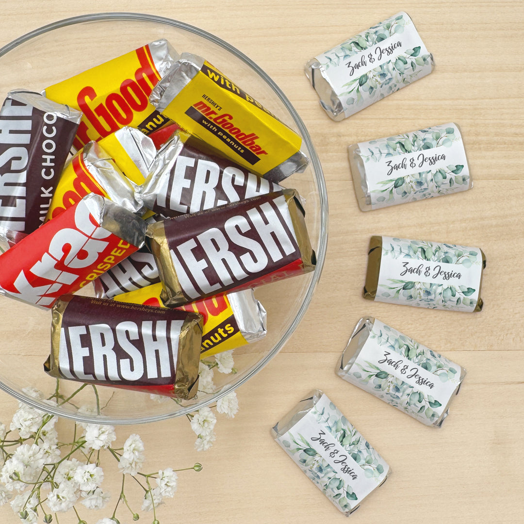 Wedding Favors, Hershey Miniatures, Bridal Shower Favors, Greenery Weddings