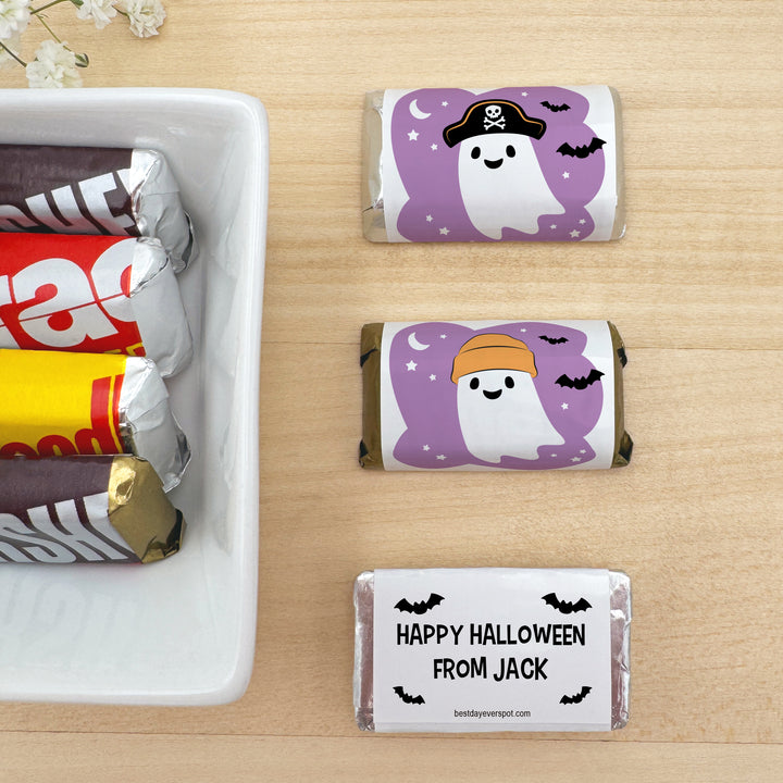 Assorted Hershey®’s Miniatures™, Halloween Party Treats, Personalized Trick-or-Treat Candy, Ghosts with Hats