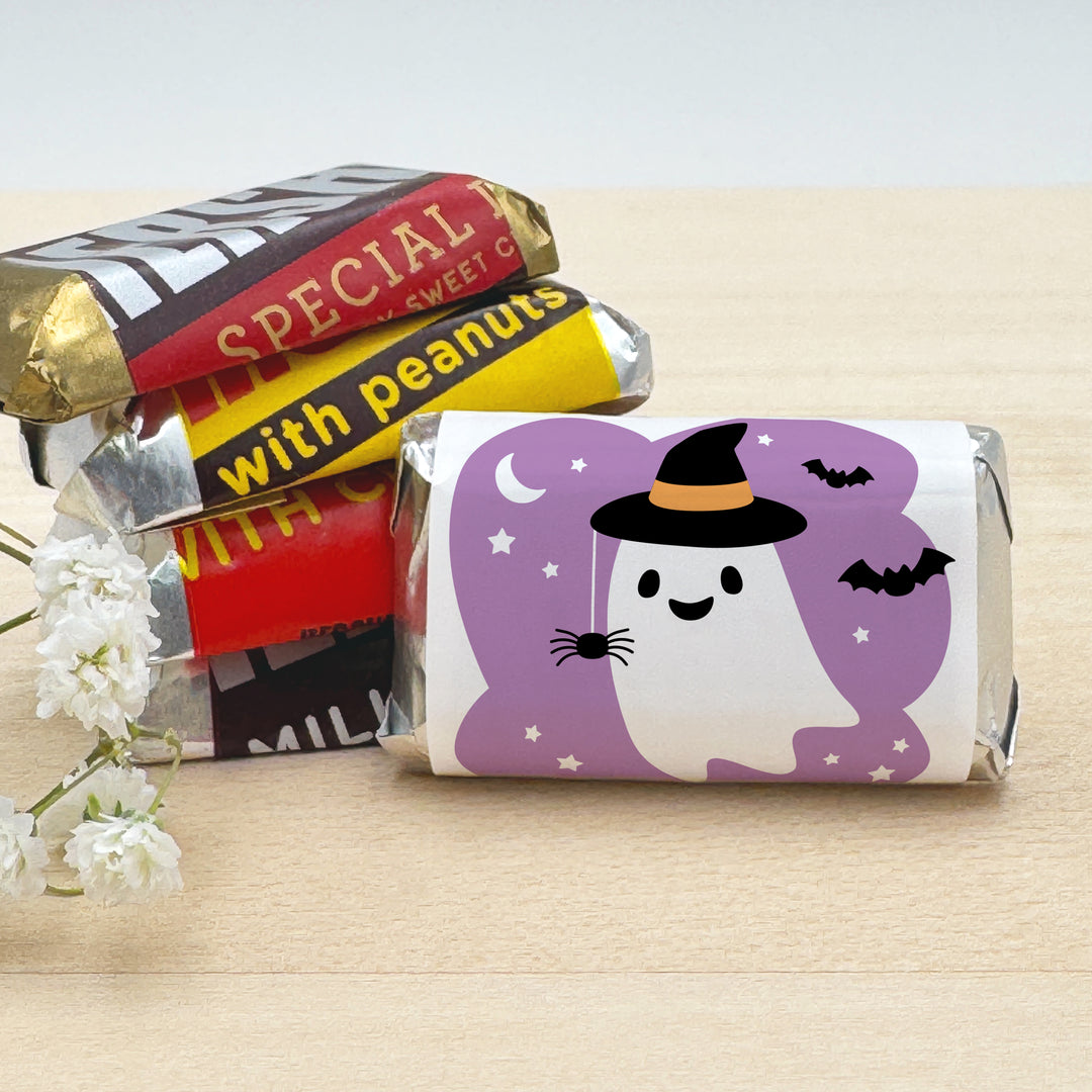 Assorted Hershey®’s Miniatures™, Halloween Party Treats, Personalized Trick-or-Treat Candy, Ghosts with Hats