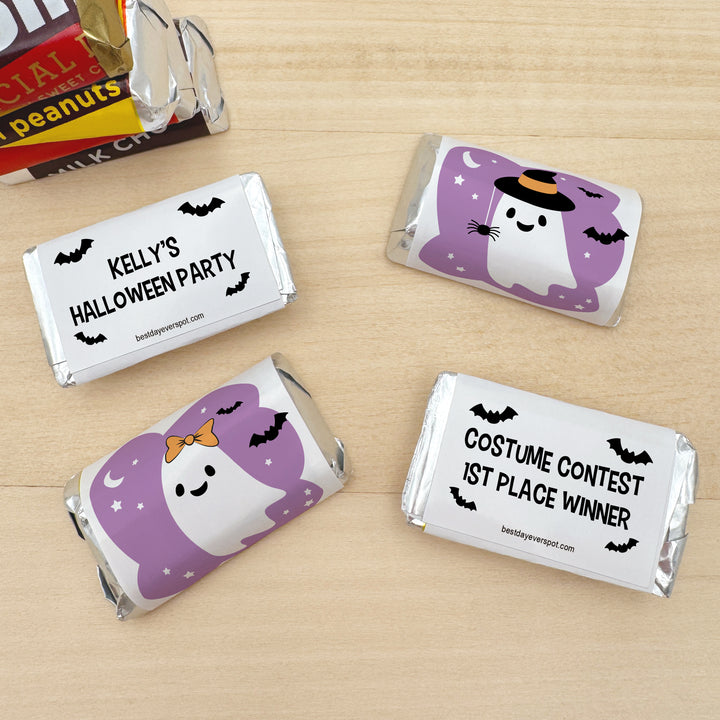 Assorted Hershey®’s Miniatures™, Halloween Party Treats, Personalized Trick-or-Treat Candy, Ghosts with Hats