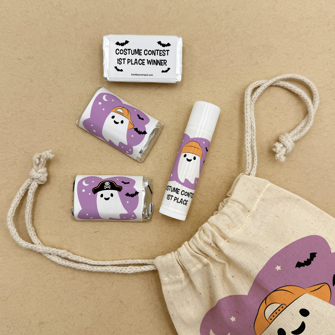 Assorted Hershey®’s Miniatures™, Halloween Party Treats, Personalized Trick-or-Treat Candy, Ghosts with Hats