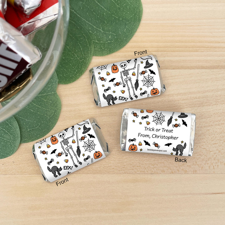 Assorted Hershey®’s Miniatures™, Halloween Party Treats, Personalized Trick-or-Treat Candy, Halloween Doodle
