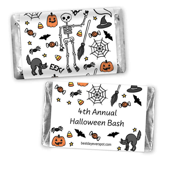 Assorted Hershey®’s Miniatures™, Halloween Party Treats, Personalized Trick-or-Treat Candy, Halloween Doodle