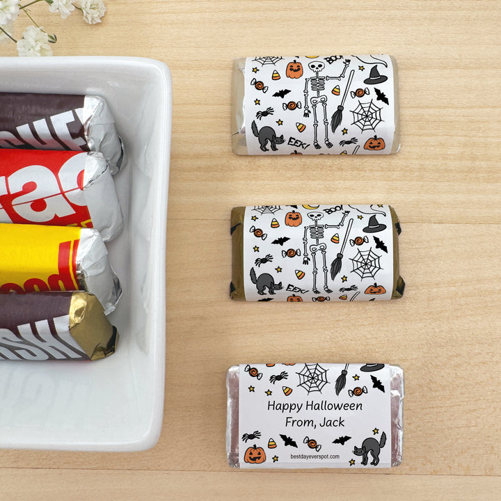 Assorted Hershey®’s Miniatures™, Halloween Party Treats, Personalized Trick-or-Treat Candy, Halloween Doodle