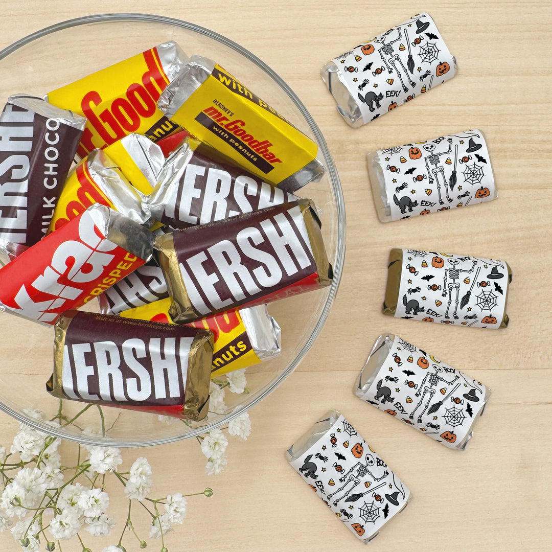 Assorted Hershey®’s Miniatures™, Halloween Party Treats, Personalized Trick-or-Treat Candy, Halloween Doodle