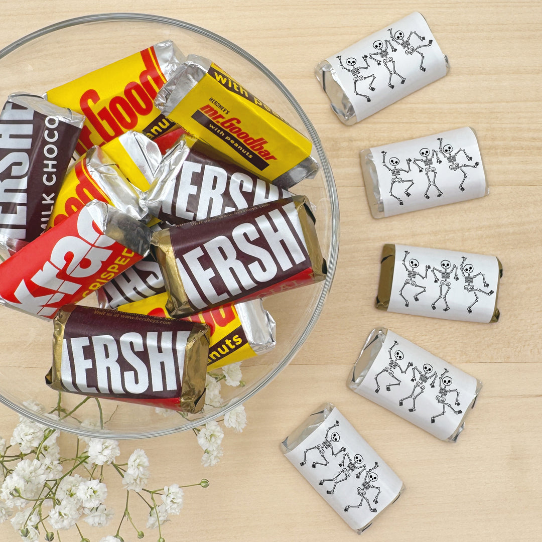 Assorted Hershey®’s Miniatures™, Halloween Party Treats, Personalized Trick-or-Treat Candy, Dancing Skeletons