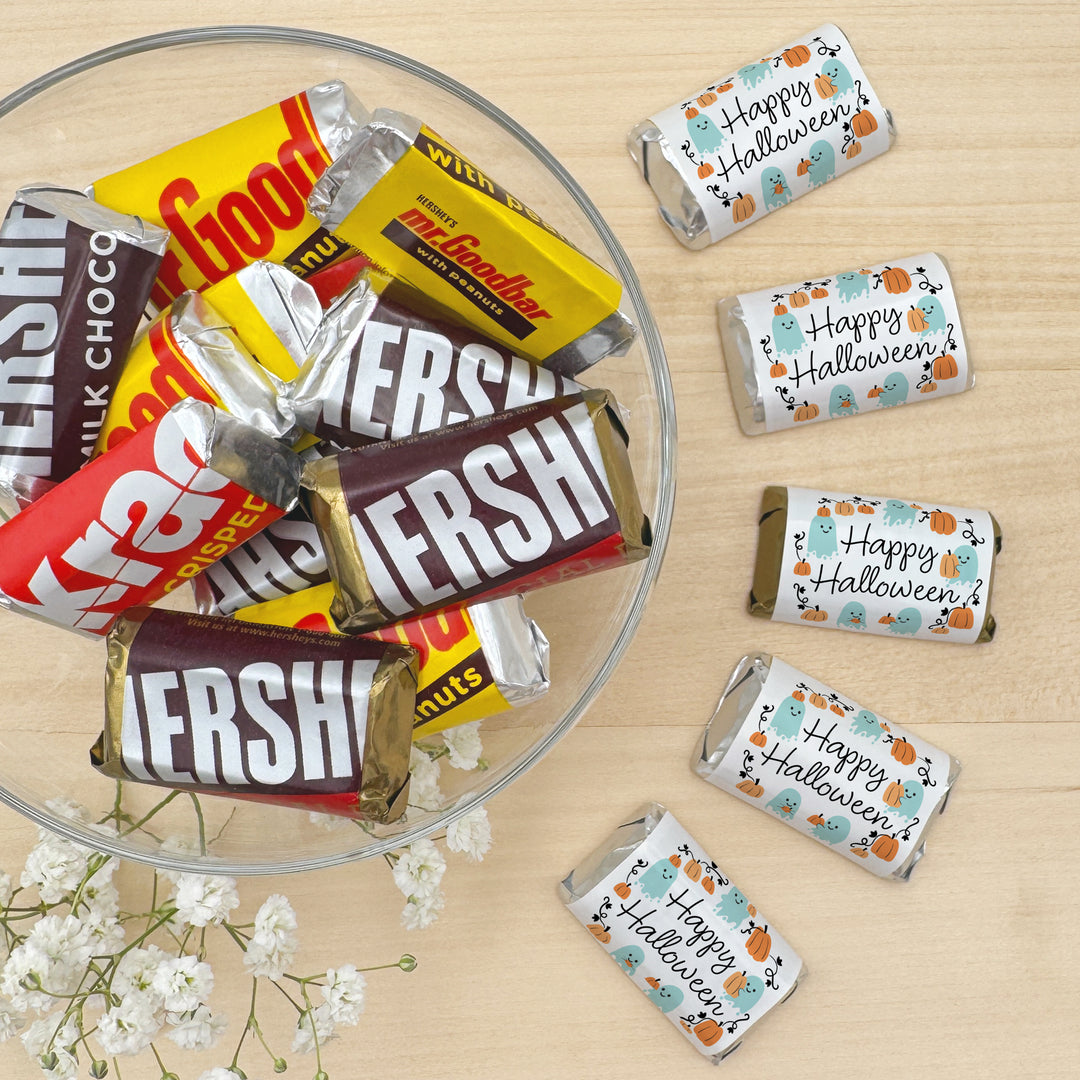 Assorted Hershey®’s Miniatures™, Halloween Party Treats, Personalized Trick-or-Treat Candy, Pumpkin Patch Ghosts
