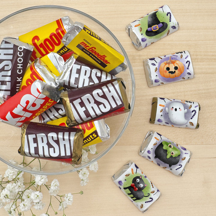 Assorted Hershey®’s Miniatures™, Halloween Party Treats, Personalized Trick-or-Treat Candy, Spooky Icons