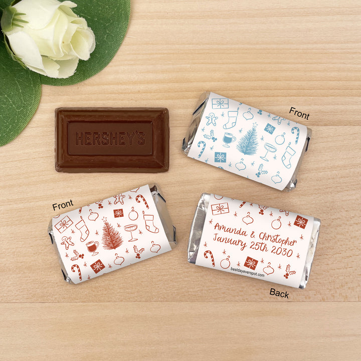 Assorted Hershey®’s Miniatures™, Christmas Mini Chocolate Bars Personalized, Assorted Chocolate Minis or Wrappers Only, Christmas Doodles