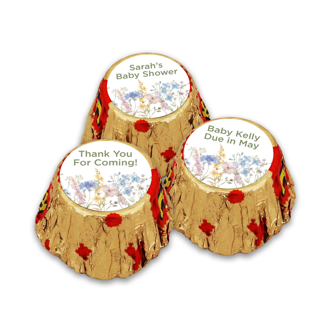 A Little Wildflower is on the Way, Personalized Reese's Baby Shower Favors
