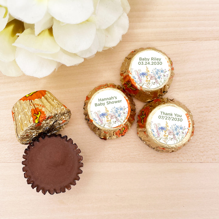 A Little Wildflower is on the Way, Personalized Reese's Baby Shower Favors