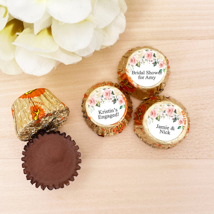 Pink and White Floral, Personalized Reese's Wedding Favors