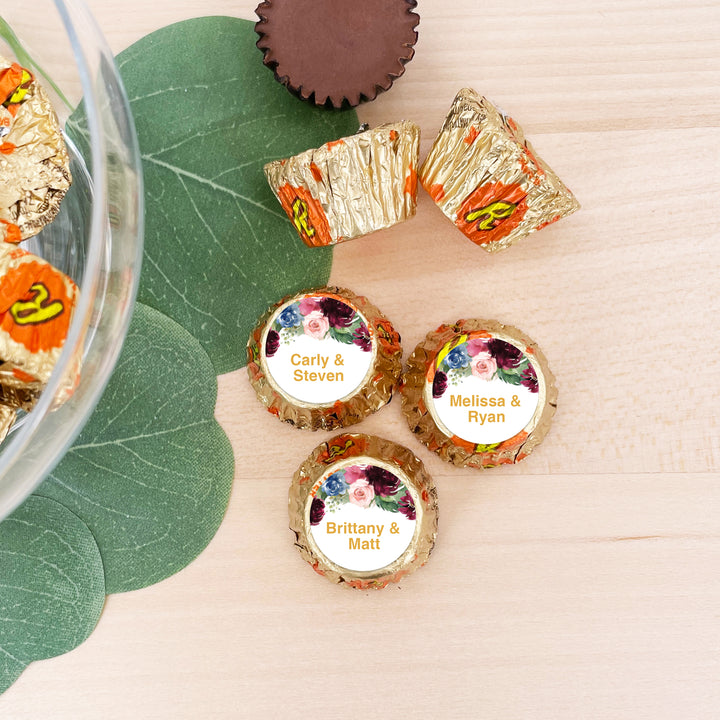 Burgundy Floral, Personalized Reese's Wedding Favors