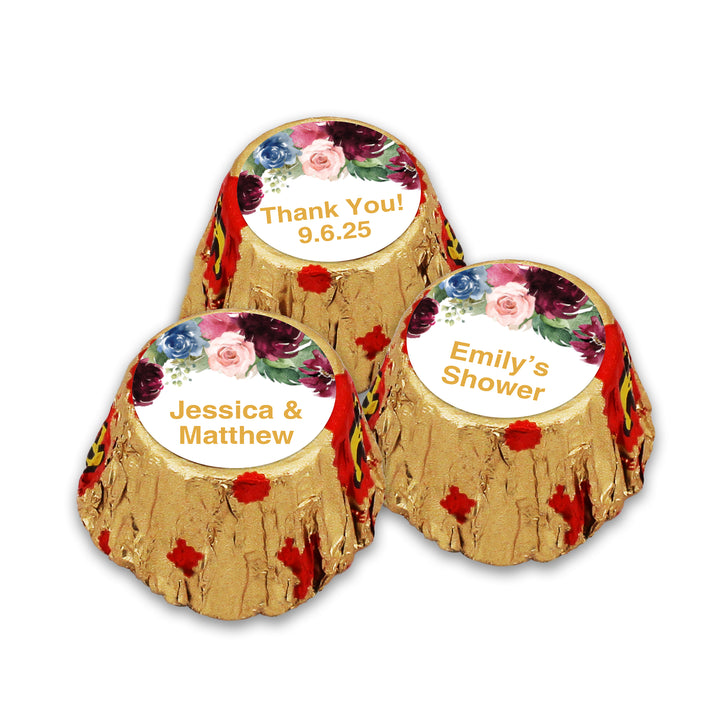 Burgundy Floral, Personalized Reese's Wedding Favors