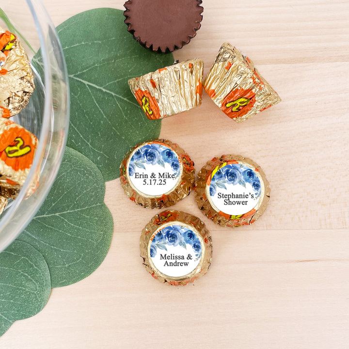 Blue Floral, Personalized Reese's Wedding Favors