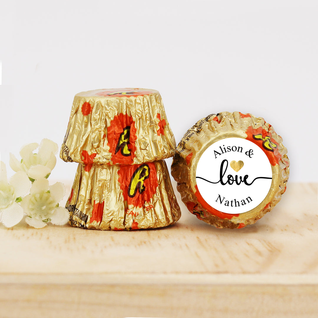 Gold Heart Love, Personalized Reese's Wedding Favors
