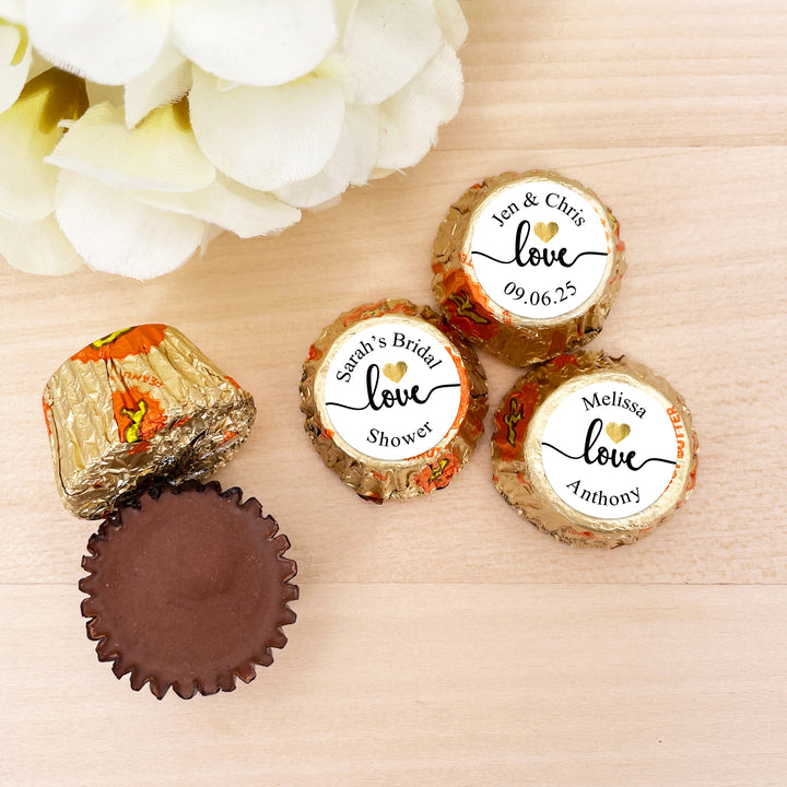 Gold Heart Love, Personalized Reese's Wedding Favors