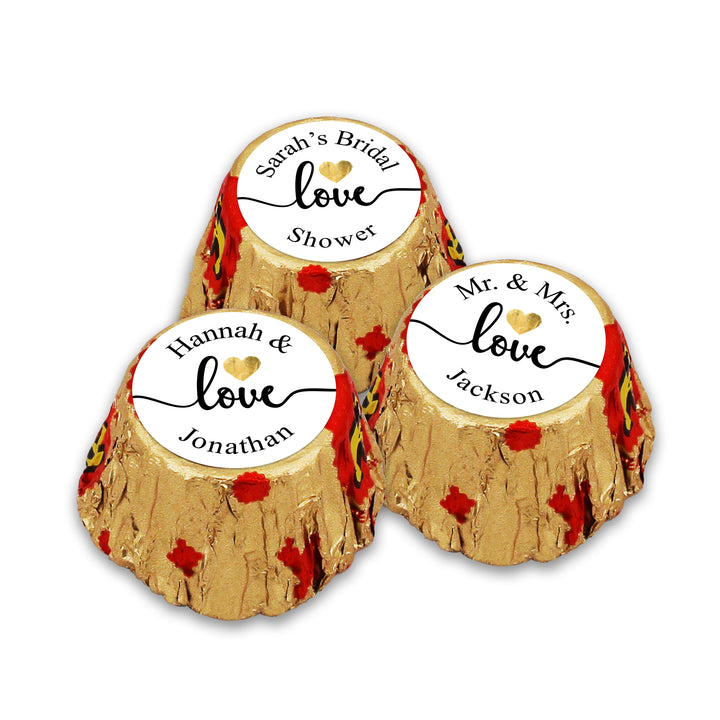 Gold Heart Love, Personalized Reese's Wedding Favors