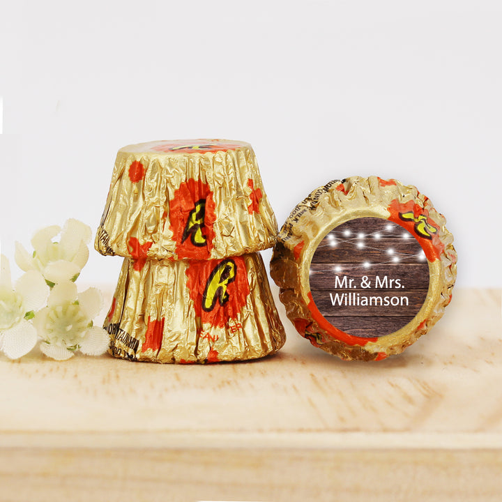 Rustic Fairy Lights, Personalized Reese's Wedding Favors
