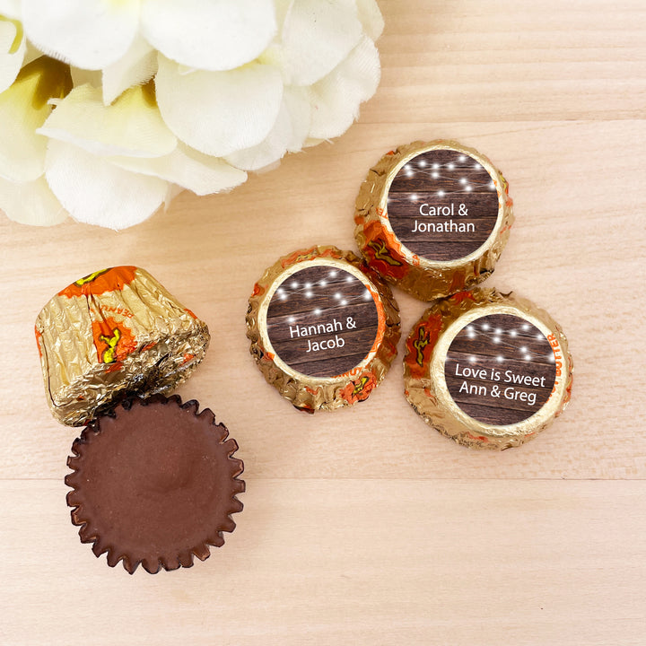 Rustic Fairy Lights, Personalized Reese's Wedding Favors