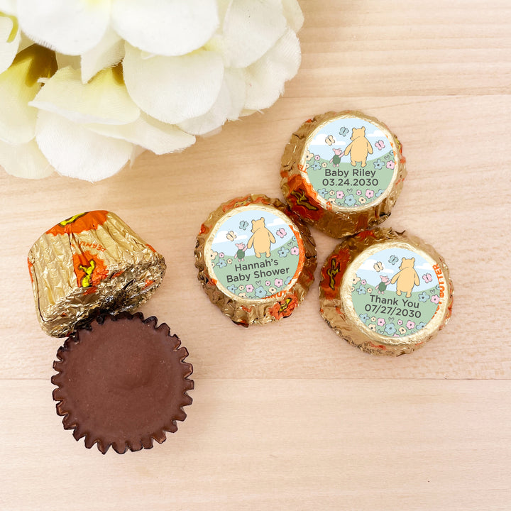Classic Winnie the Pooh and Piglet Blue Skies, Personalized Reese's Baby Shower Favors
