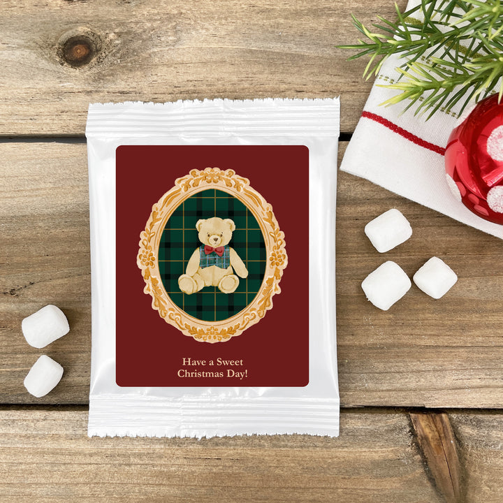 Traditional Christmas Party Favors, Personalized Hot Chocolate Favors, Gold Frame Christmas Cocoa