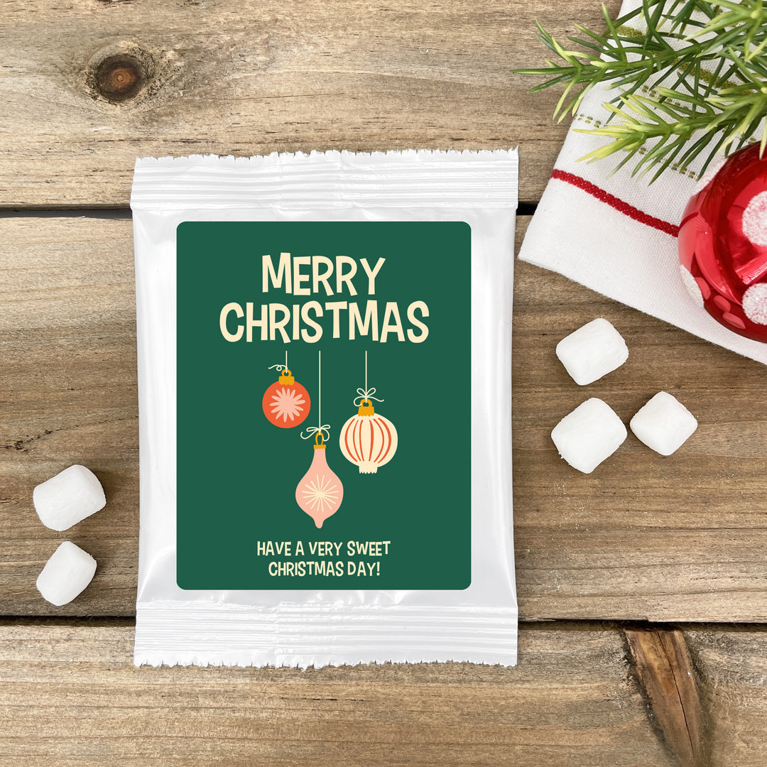 Christmas Party Favors, Personalized Hot Chocolate Favors, Mid-Century Christmas Hot Cocoa