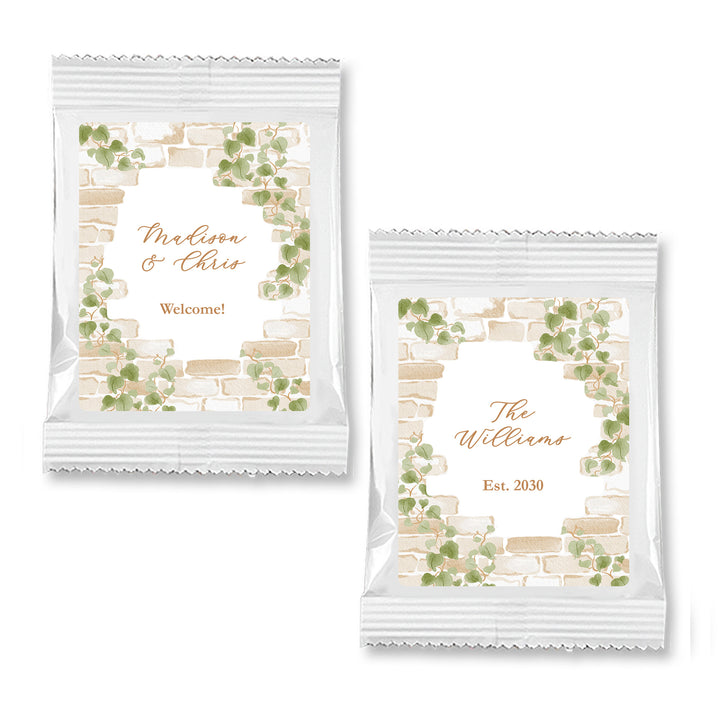 Cocoa Wedding Favors, Bridal Shower Hot Chocolate Favor, Cottage Themed Wedding. Stone Wall with Vines