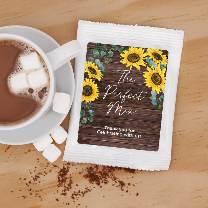 Hot Cocoa Wedding Favors, Wedding Favor Cocoa, Rustic Sunflower Themed Hot Chocolate