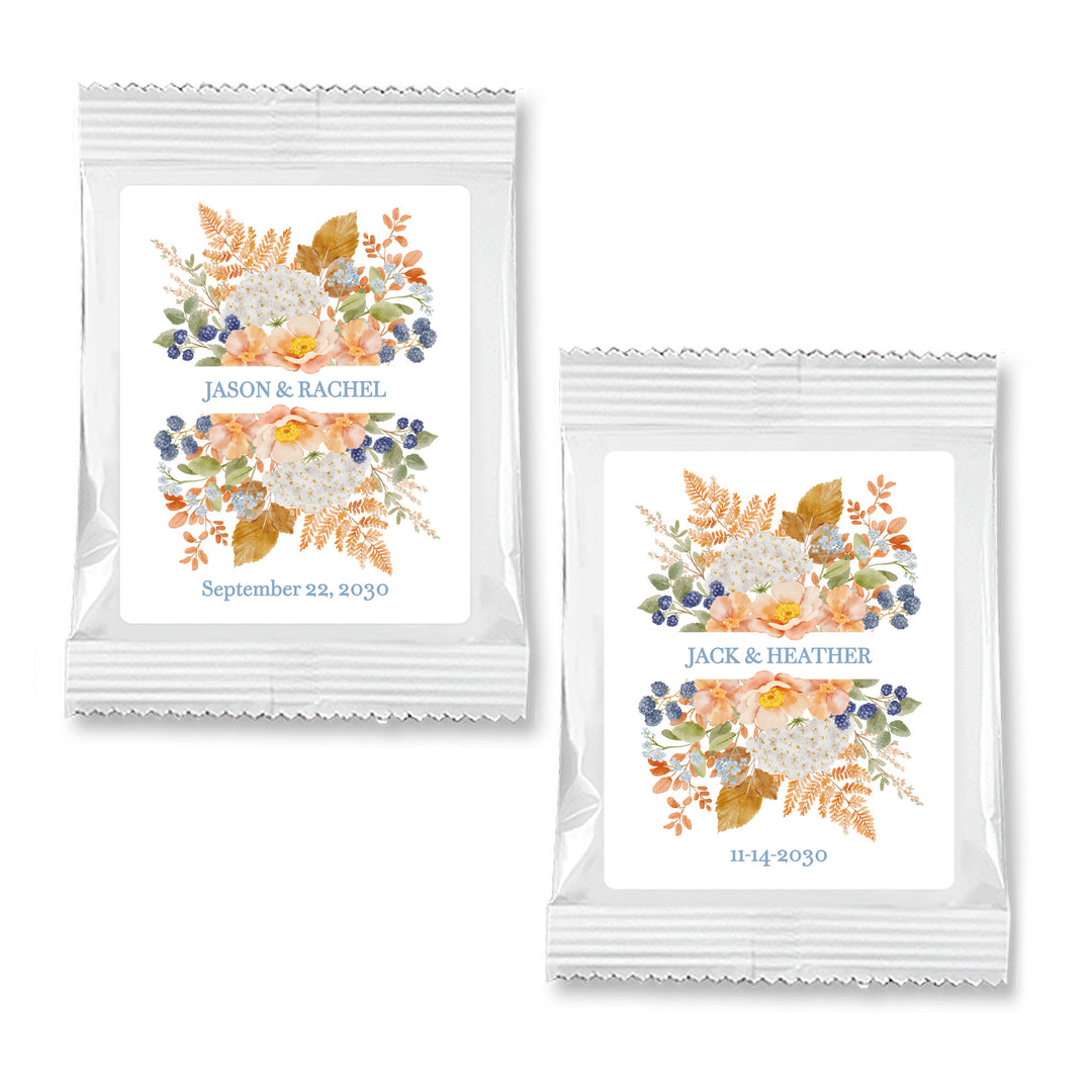Hot Chocolate Wedding Favors, Hot Cocoa Bridal Shower Favors, Fall Wedding Favors, Peach &amp; Blue Florals