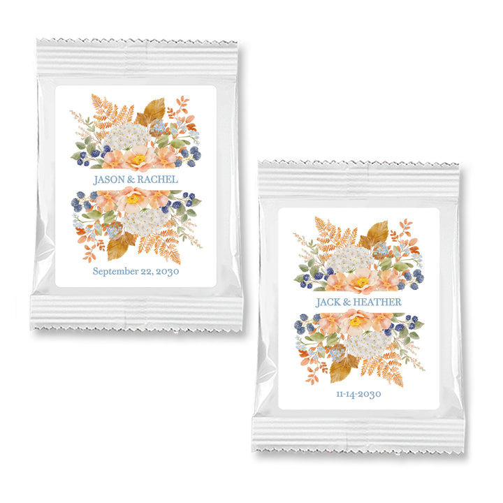 Hot Chocolate Wedding Favors, Hot Cocoa Bridal Shower Favors, Fall Wedding Favors, Peach &amp; Blue Florals