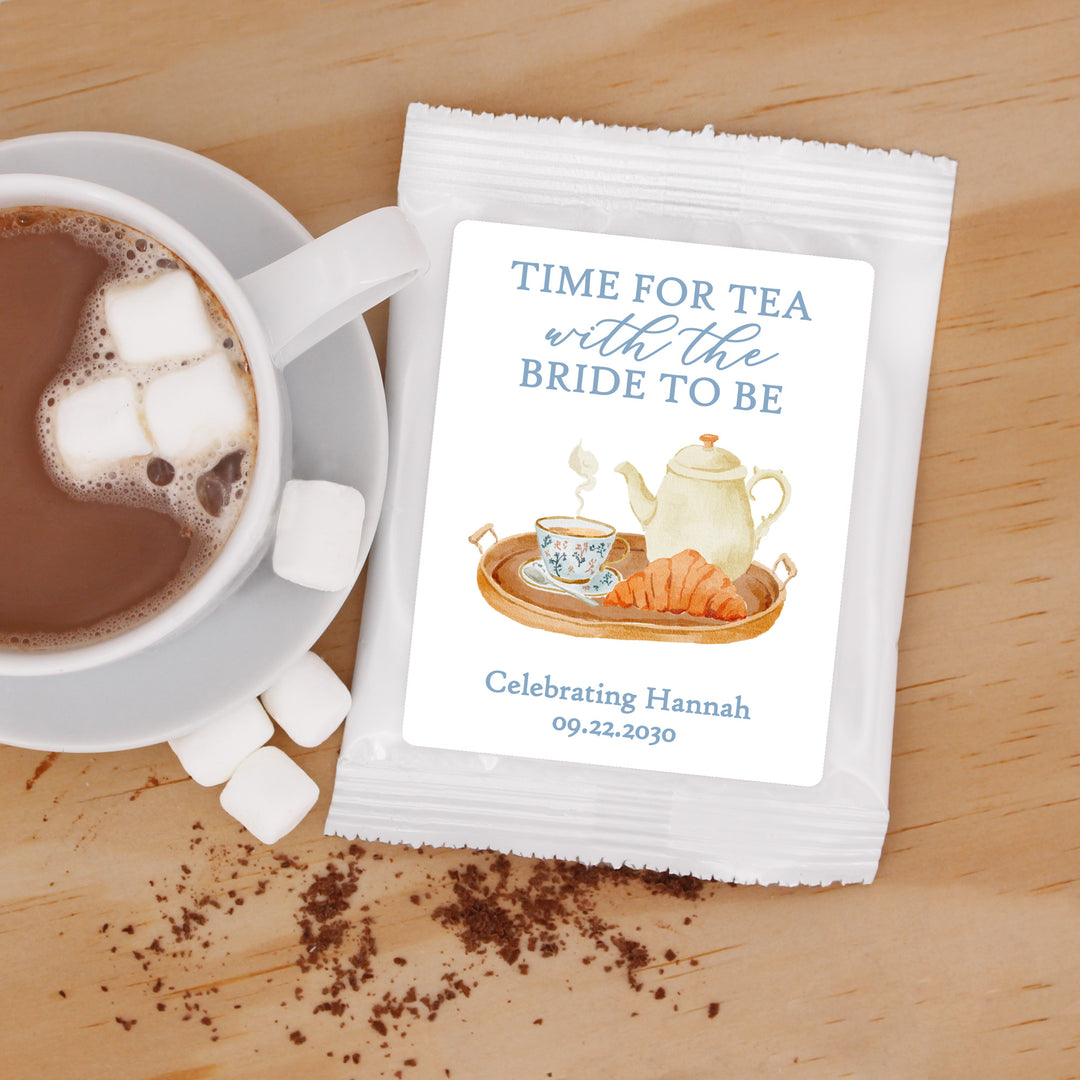 Cocoa Bridal Shower Favors, Personalized Hot Chocolate, Bridal Brunch, Bridal Shower Tea Tray