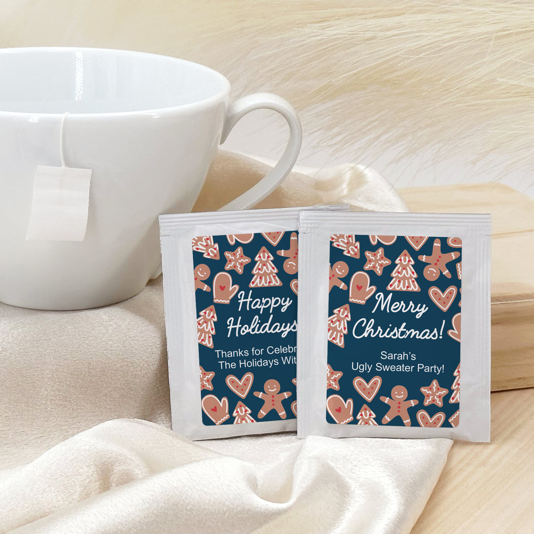 Personalized Christmas Tea Favors, Gingerbread Cookies